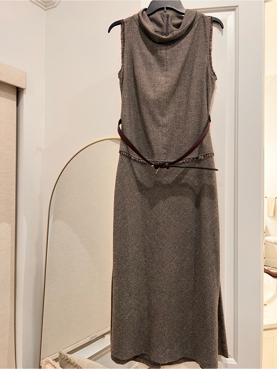 Zara Dresses & Skirts - Zara Brown Sleeveless Midi Dress with Cowl Neck